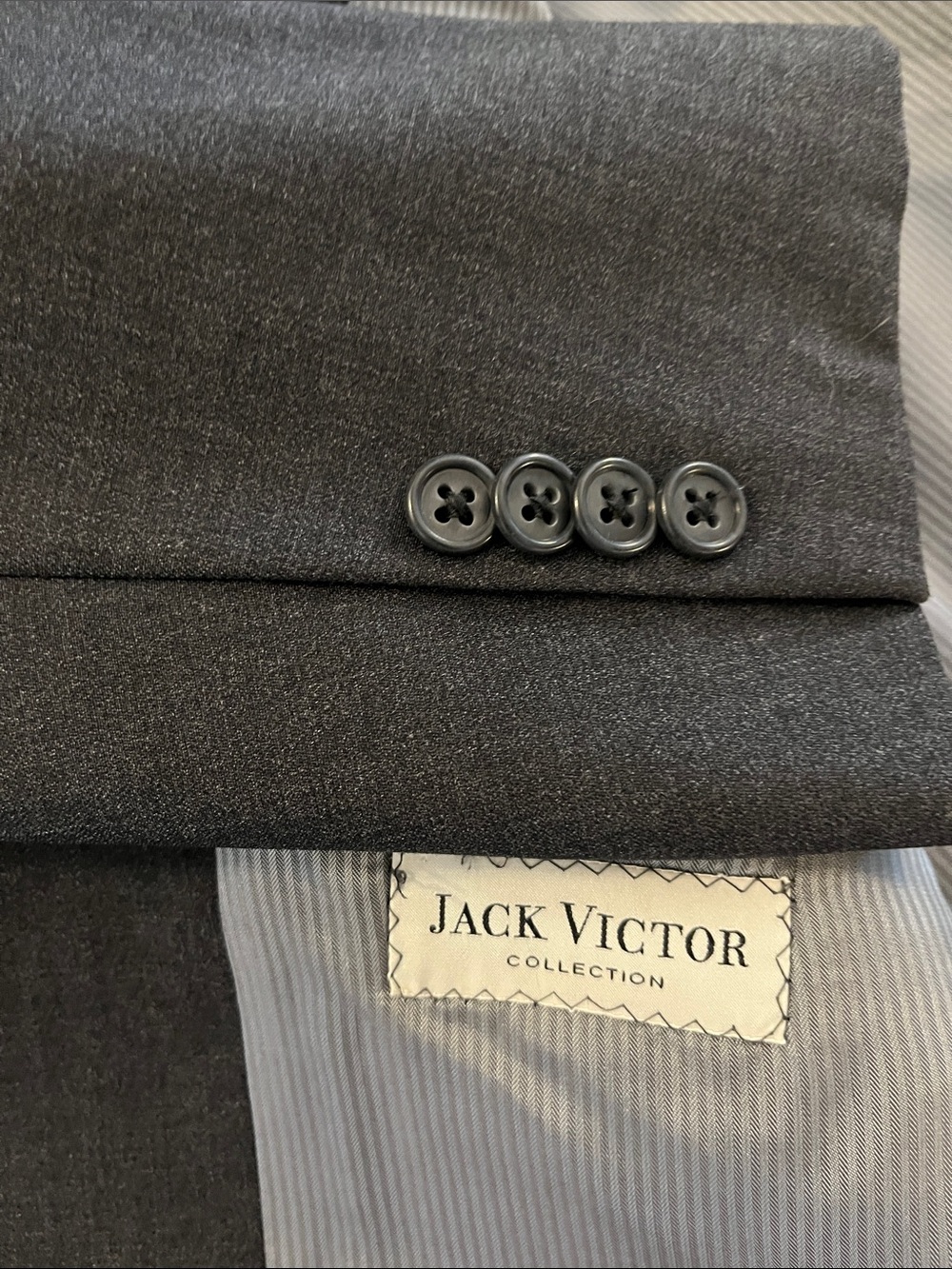 Jack Victor Men's Charcoal Gray Two-Button Tailored Blazer EUC, like new